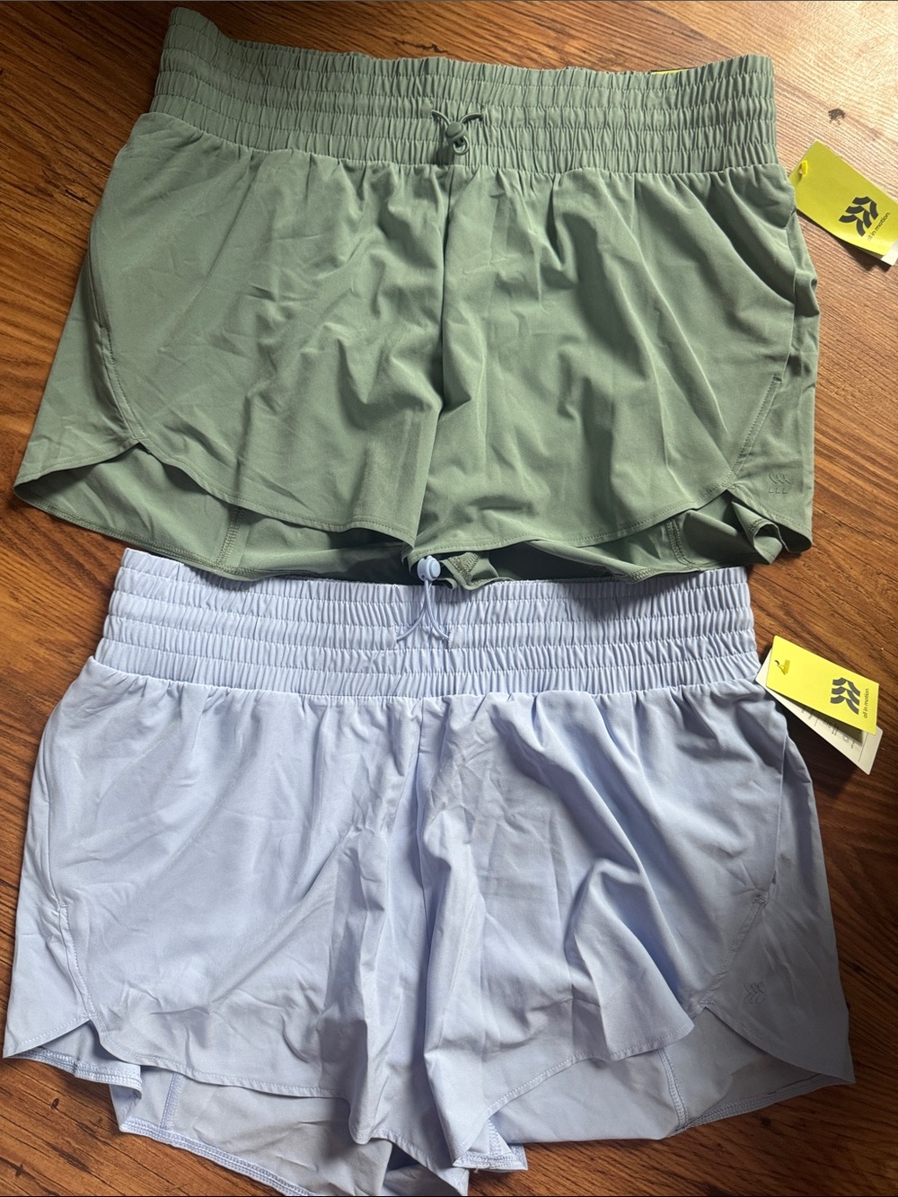 all in motion Women's Athletic Shorts in Sage Green & periwinkle